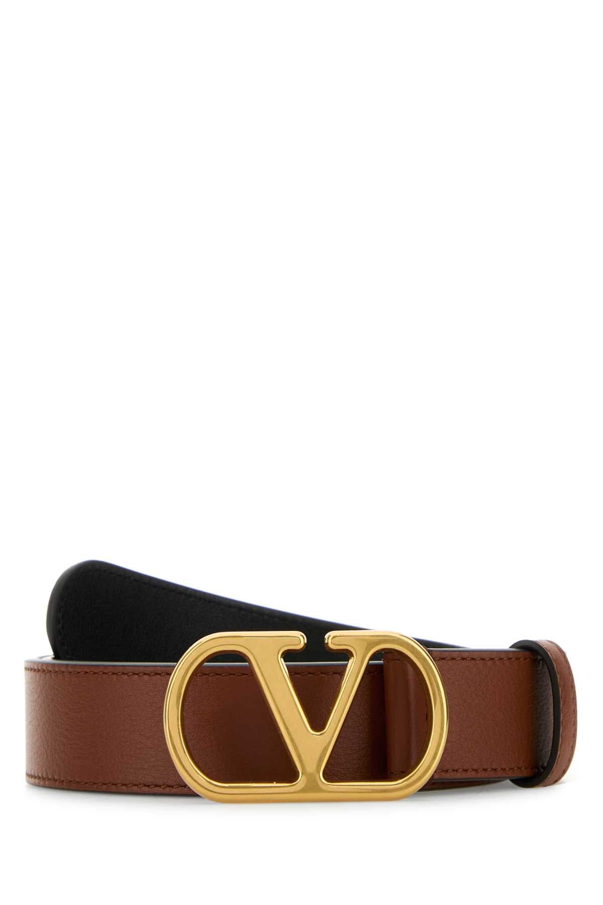 Valentino Garavani Women Caramel Leather Belt VALENTINO GARAVANI