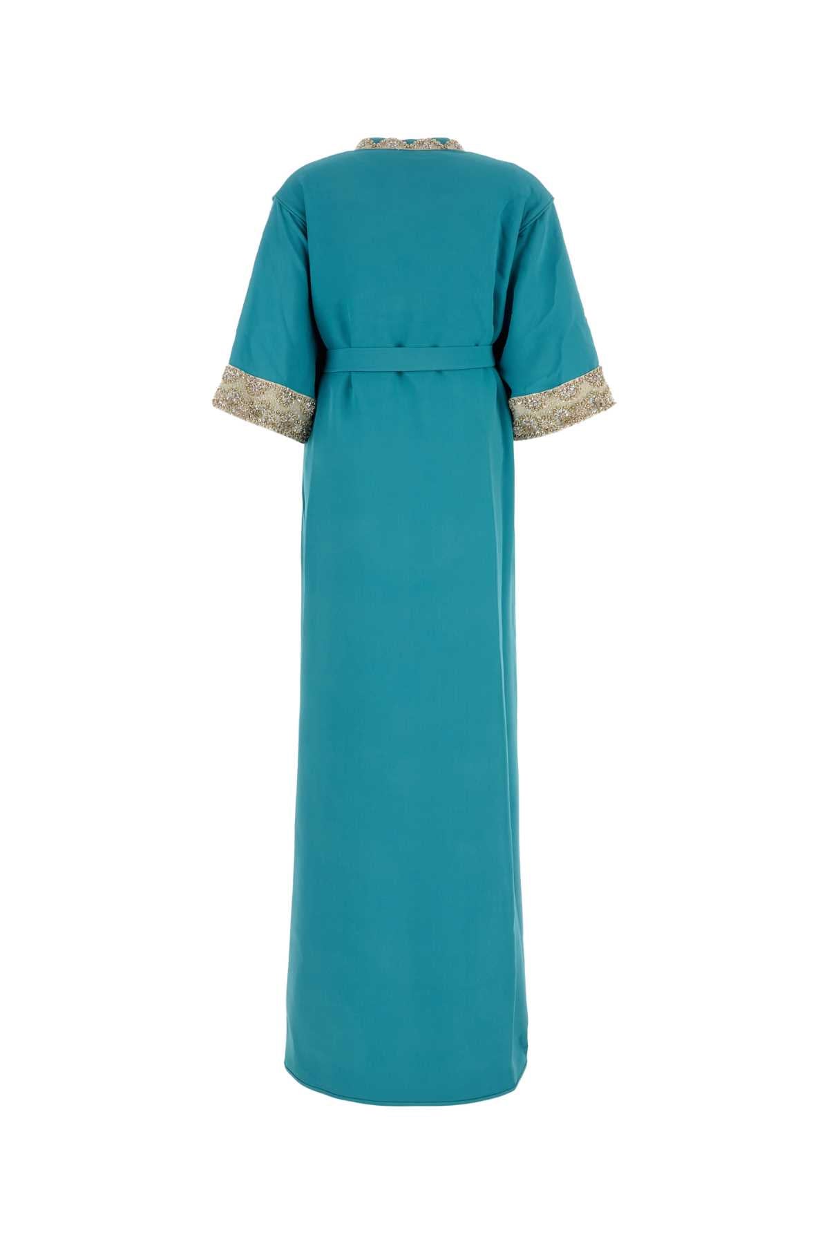 Valentino Garavani Women Turquoise Crepe Long Dress VALENTINO GARAVANI