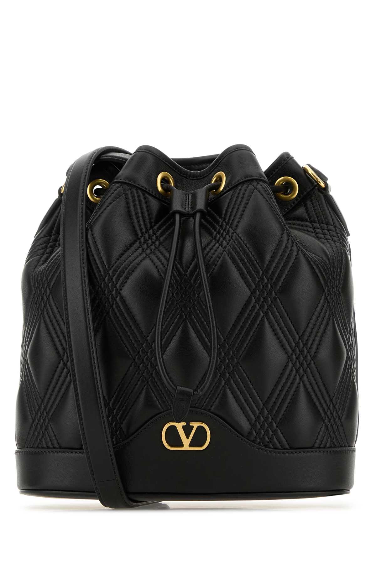 Valentino Garavani Women Black Nappa Leather Quiltie Bucket Bag VALENTINO GARAVANI