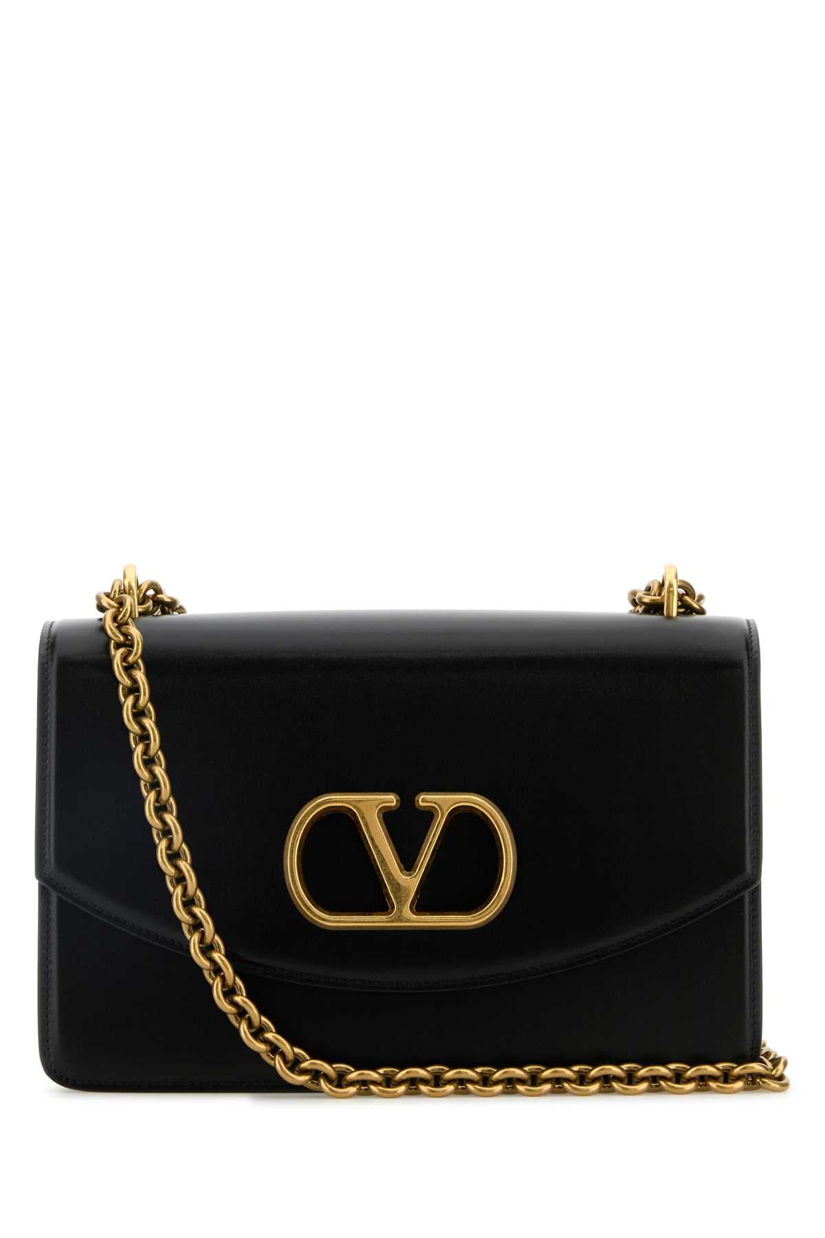 Valentino Garavani Women Black Leather Vain Shoulder Bag VALENTINO GARAVANI