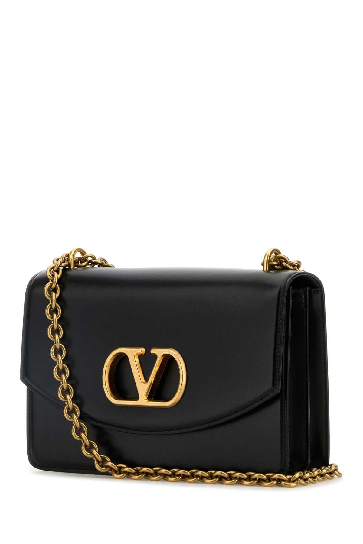 Valentino Garavani Women Black Leather Vain Shoulder Bag VALENTINO GARAVANI