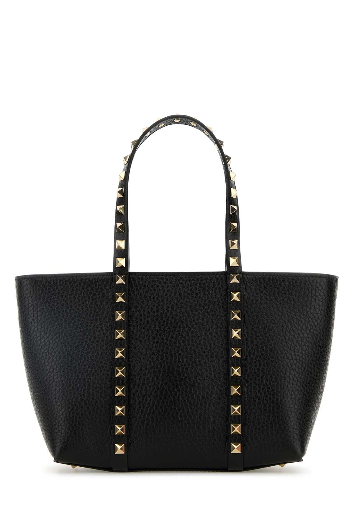 Valentino Garavani Women Black Leather Medium Rockstud Handbag VALENTINO GARAVANI