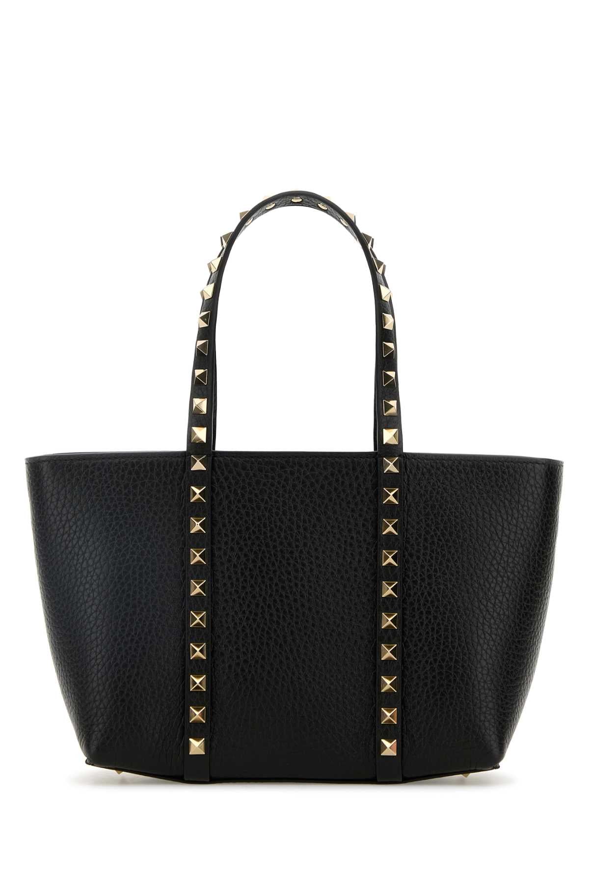 Valentino Garavani Women Black Leather Medium Rockstud Handbag VALENTINO GARAVANI