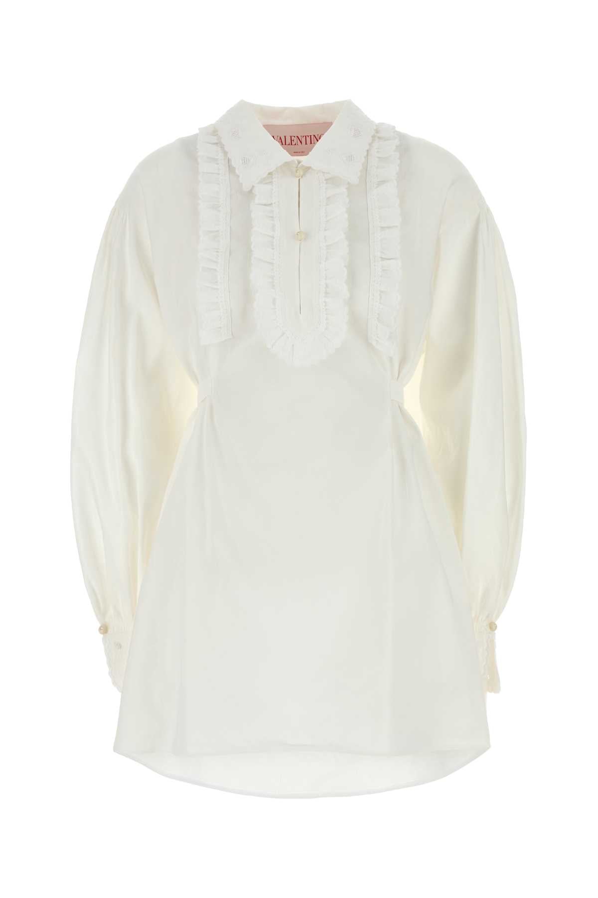 Valentino Garavani Women White Cotto Blend Shirt Dress VALENTINO GARAVANI