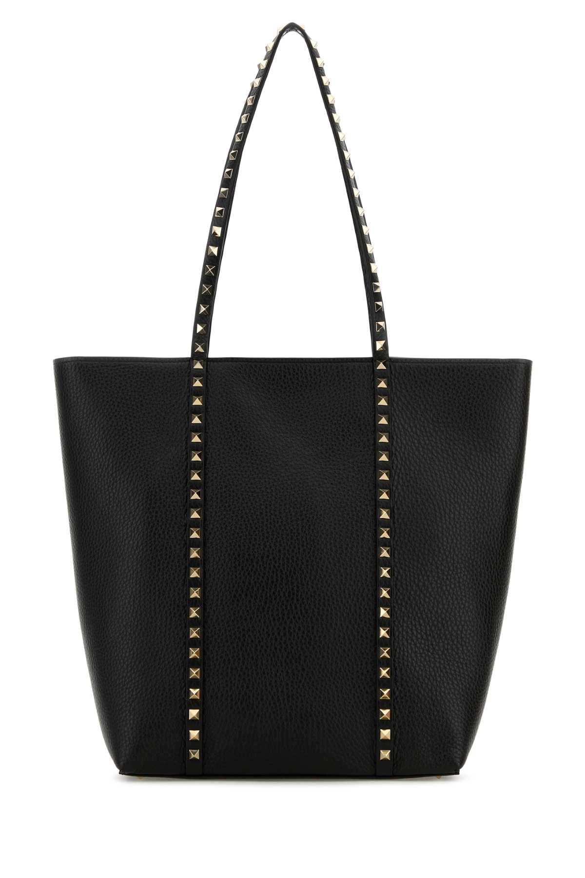 Valentino Garavani Women Black Leather Rockstud Shopping Bag VALENTINO GARAVANI