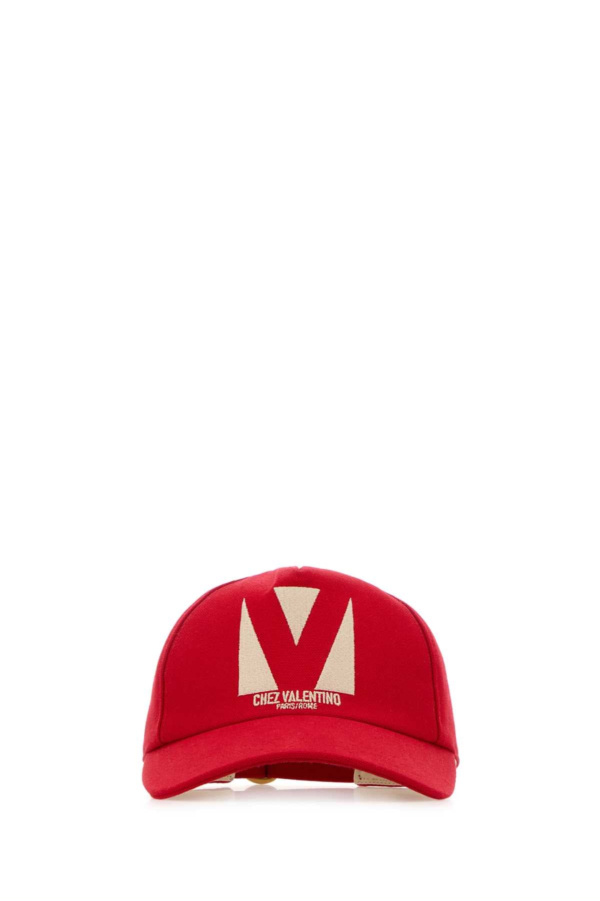 Valentino Garavani Women Red Cotton Baseball Cap VALENTINO GARAVANI