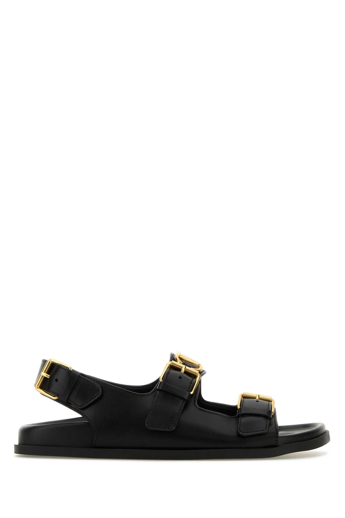 Valentino Garavani Women Black Leather Sandals VALENTINO GARAVANI