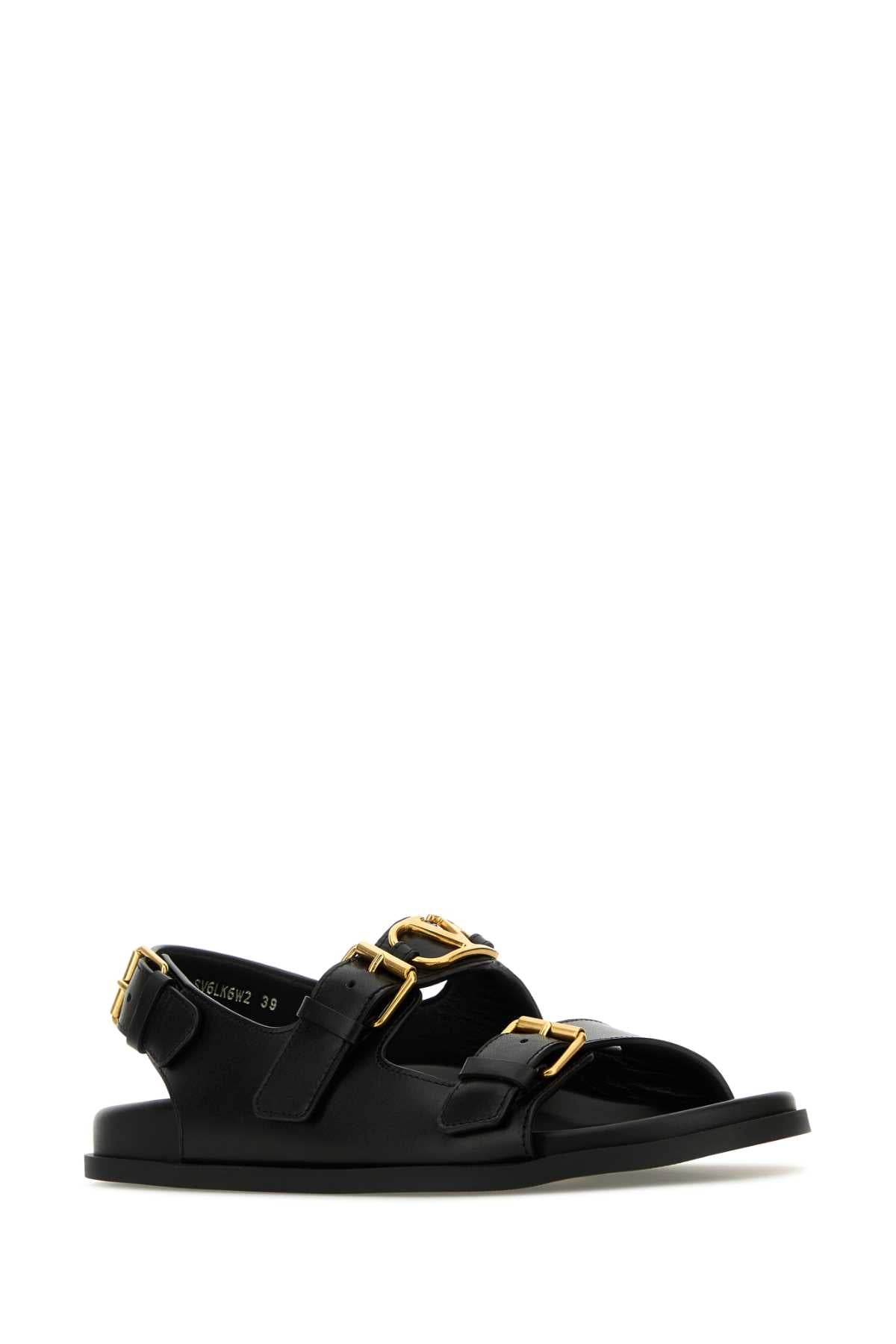 Valentino Garavani Women Black Leather Sandals VALENTINO GARAVANI