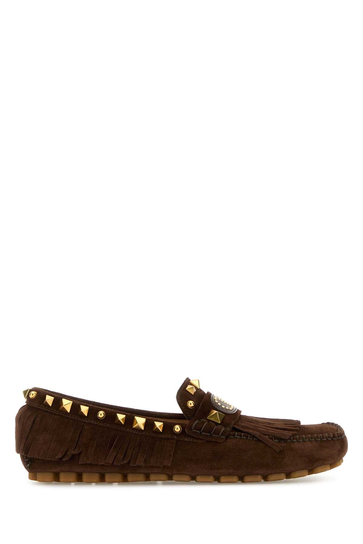 Valentino Garavani Women Brown Split-Leather Plaster Caster Loafers VALENTINO GARAVANI