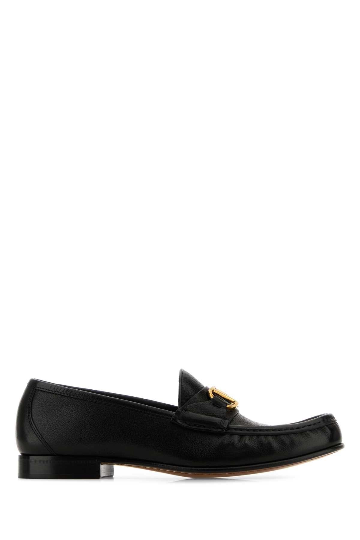Valentino Garavani Women Black Leather Vlogo Loafers VALENTINO GARAVANI