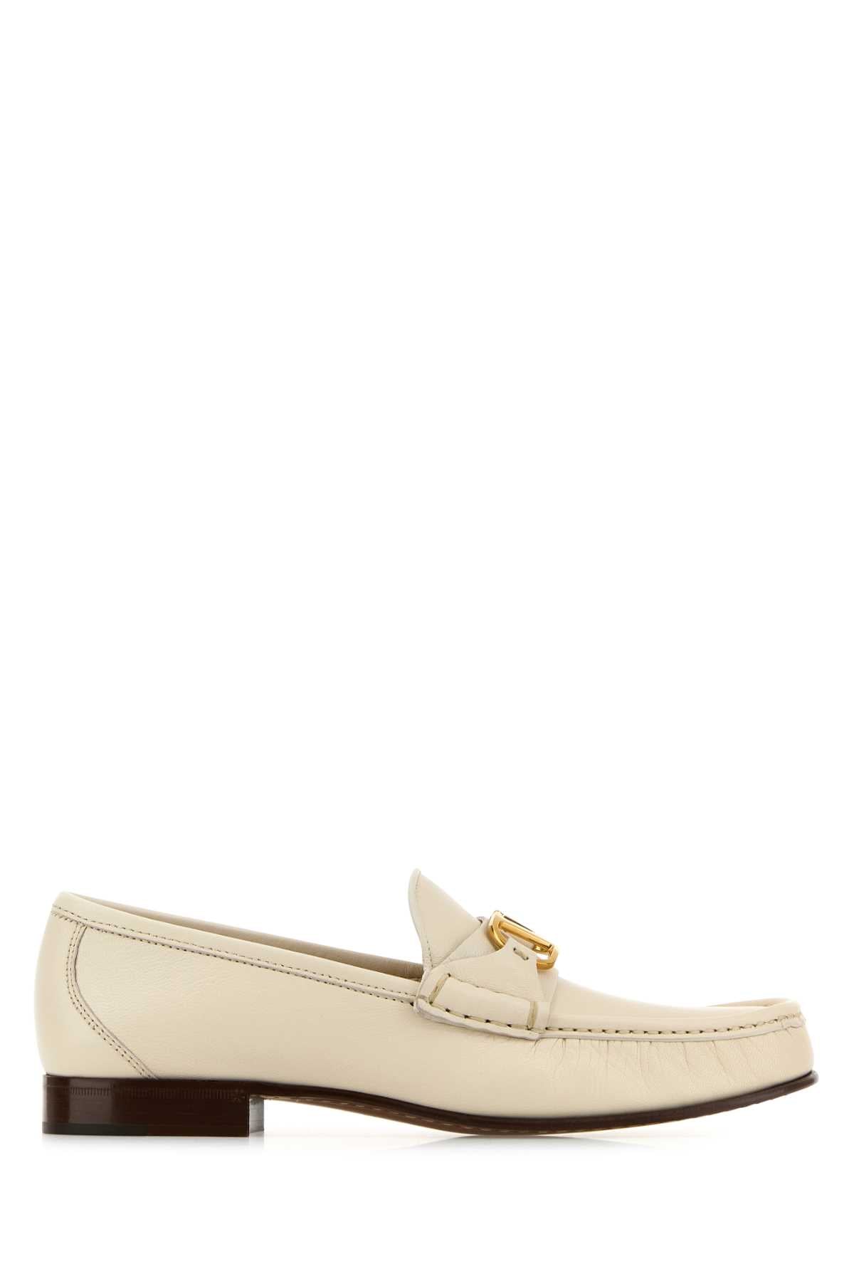 Valentino Garavani Women Ivory Leather Vlogo Loafers VALENTINO GARAVANI