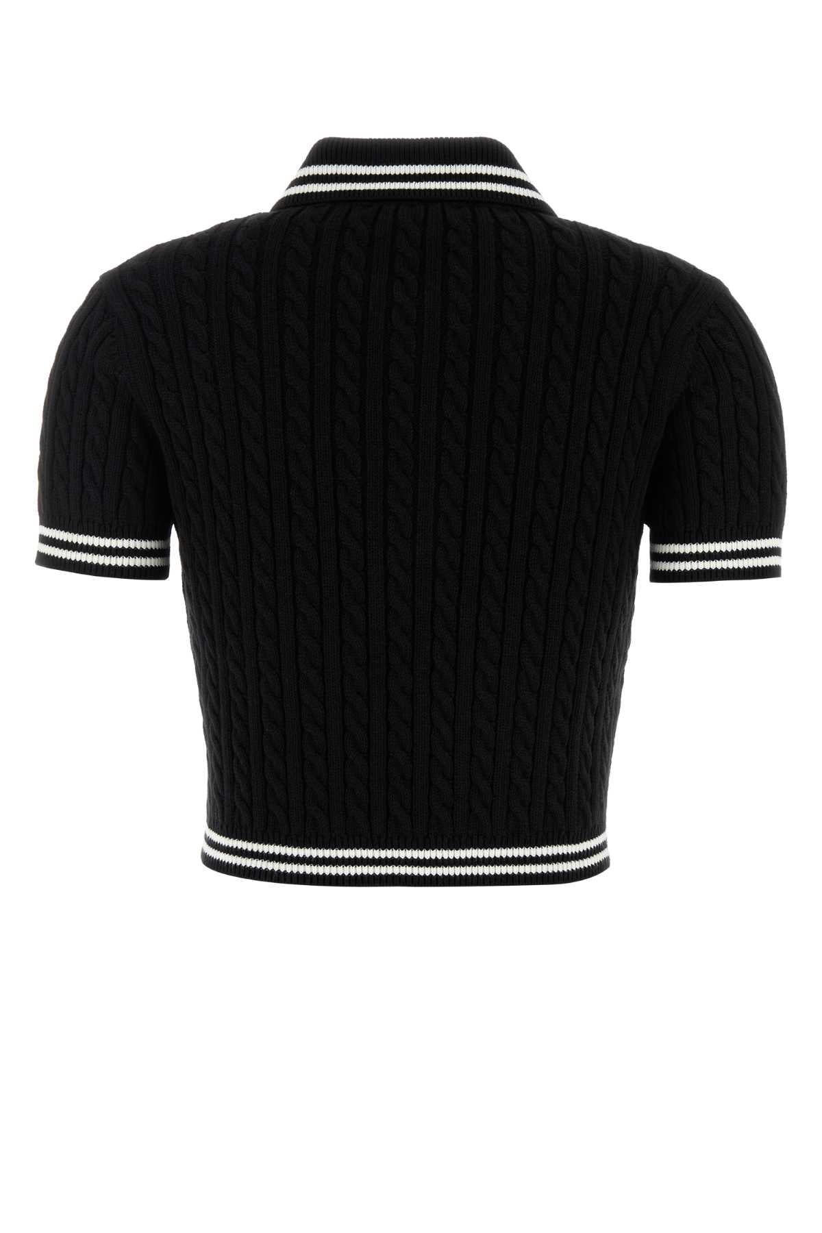 Alessandra Rich Women Black Cotton Polo Shirt ALESSANDRA RICH