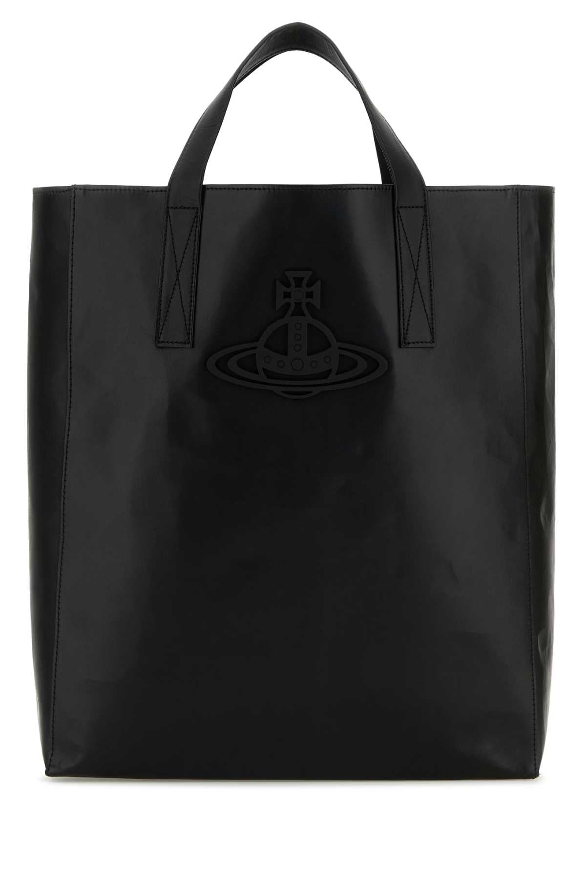 Vivienne Westwood Women Black Leather Medium Sarah Shopping Bag VIVIENNE WESTWOOD
