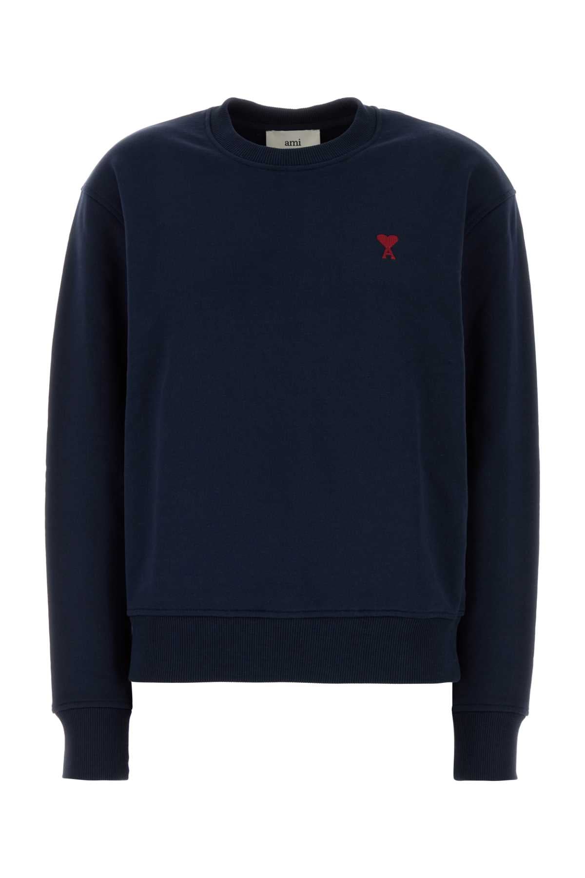 Ami Women Midnight Blue Stretch Cotton Sweatshirt AMI PARIS
