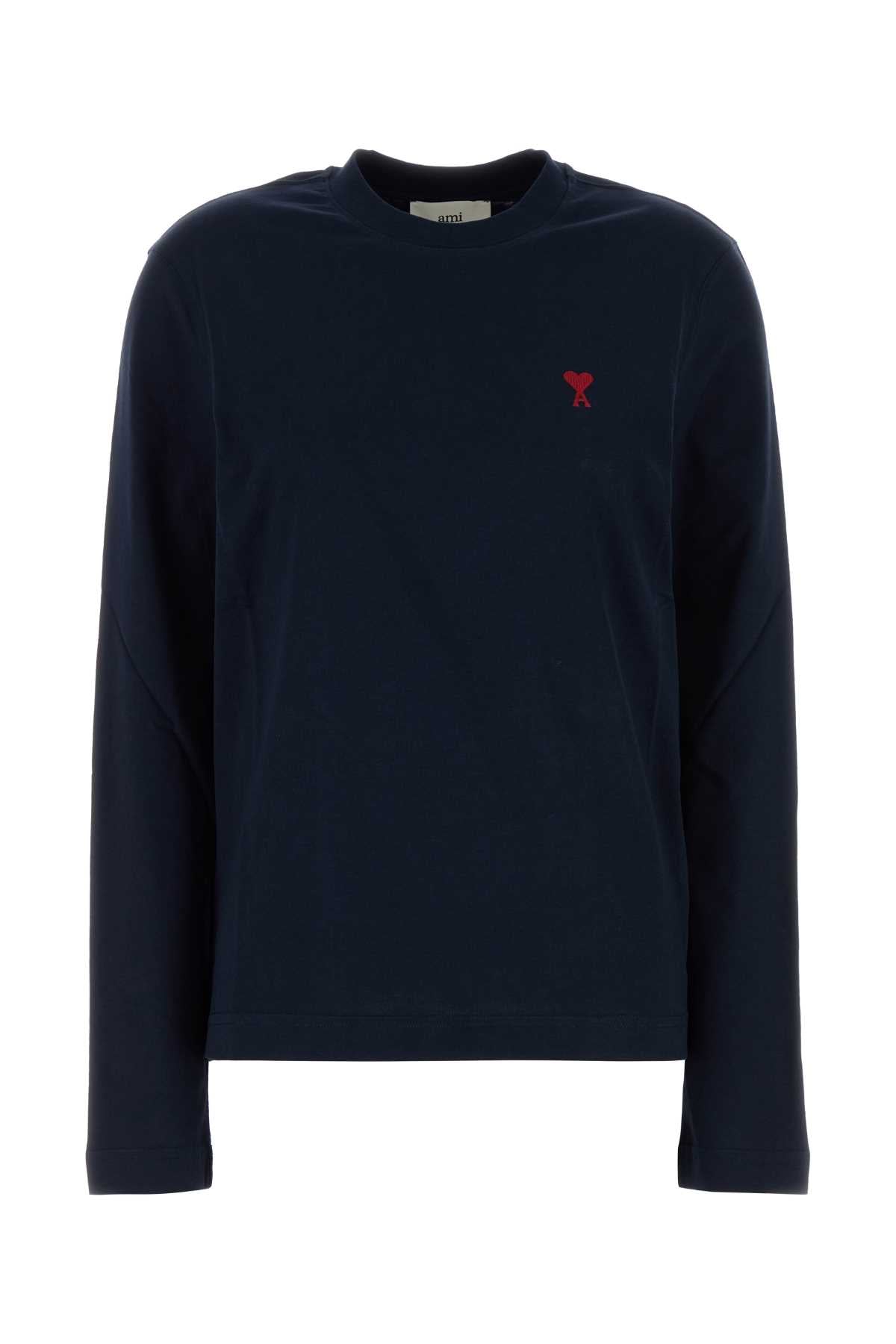 Ami Women Midnight Blue Cotton T-Shirt AMI PARIS