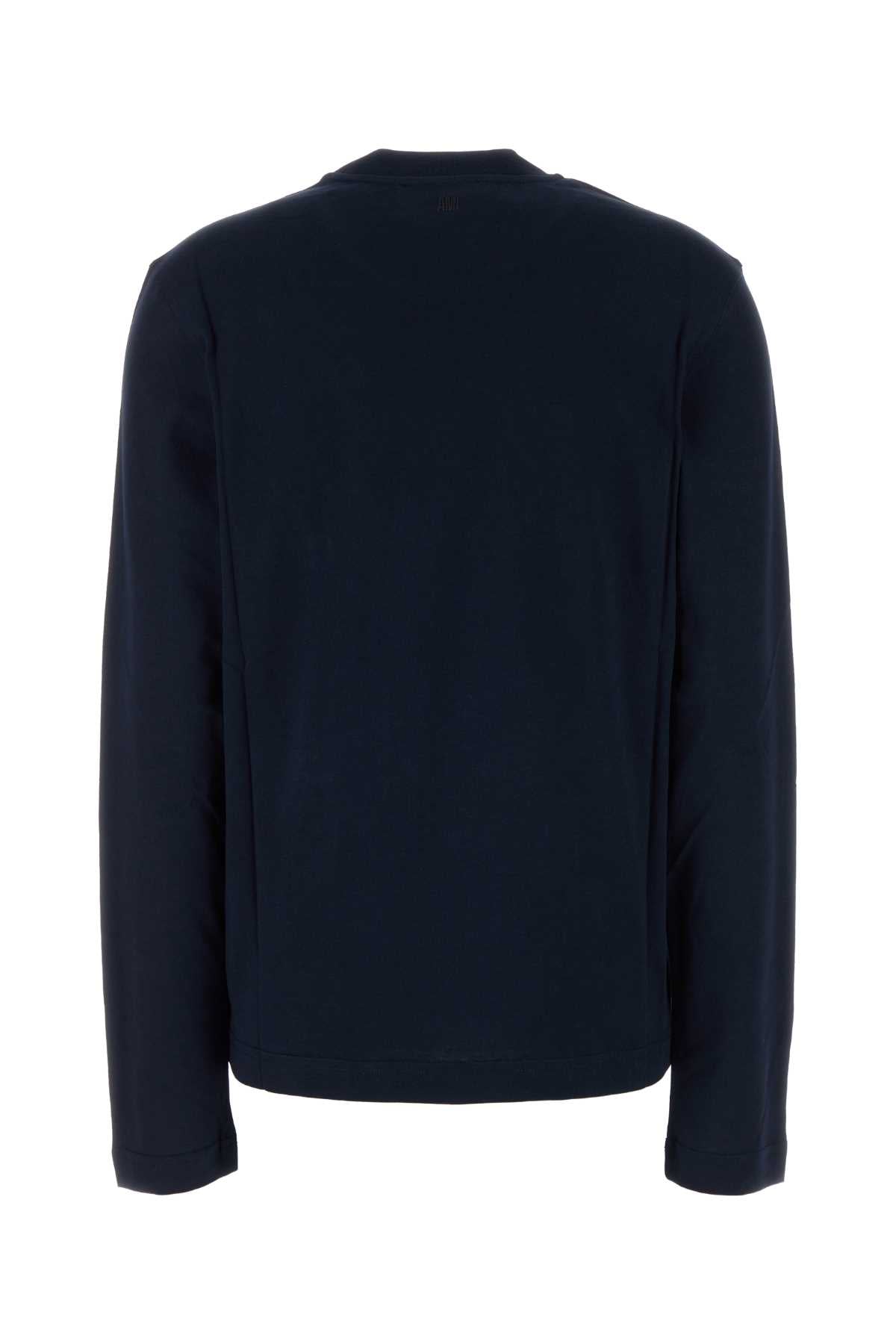 Ami Women Midnight Blue Cotton T-Shirt AMI PARIS