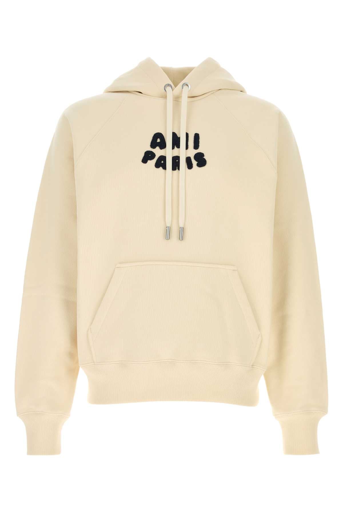 Ami Men Cream Cotton Sweatshirt AMI PARIS