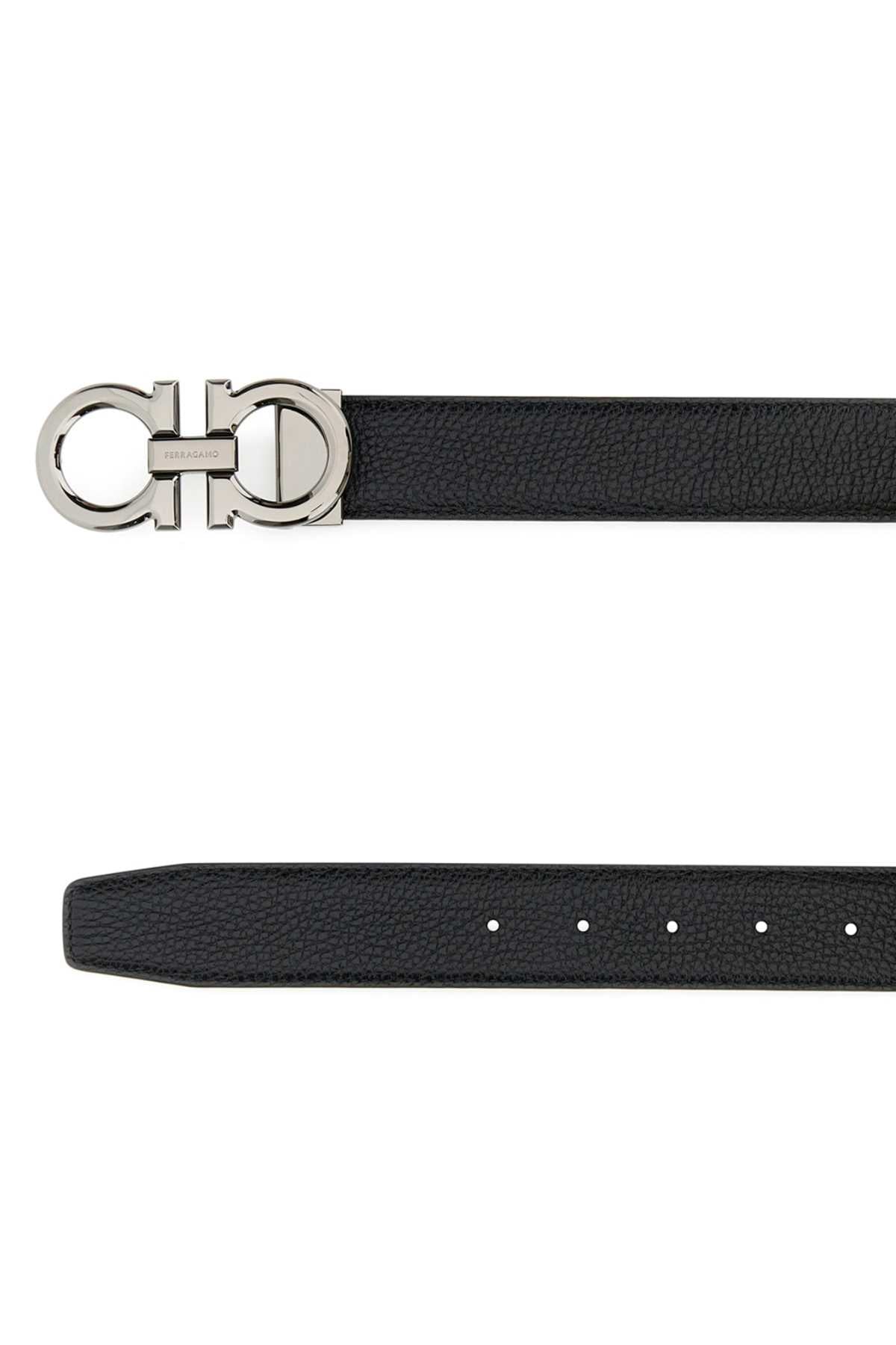 Salvatore Ferragamo Men Black Leather Reversibile Belt FERRAGAMO