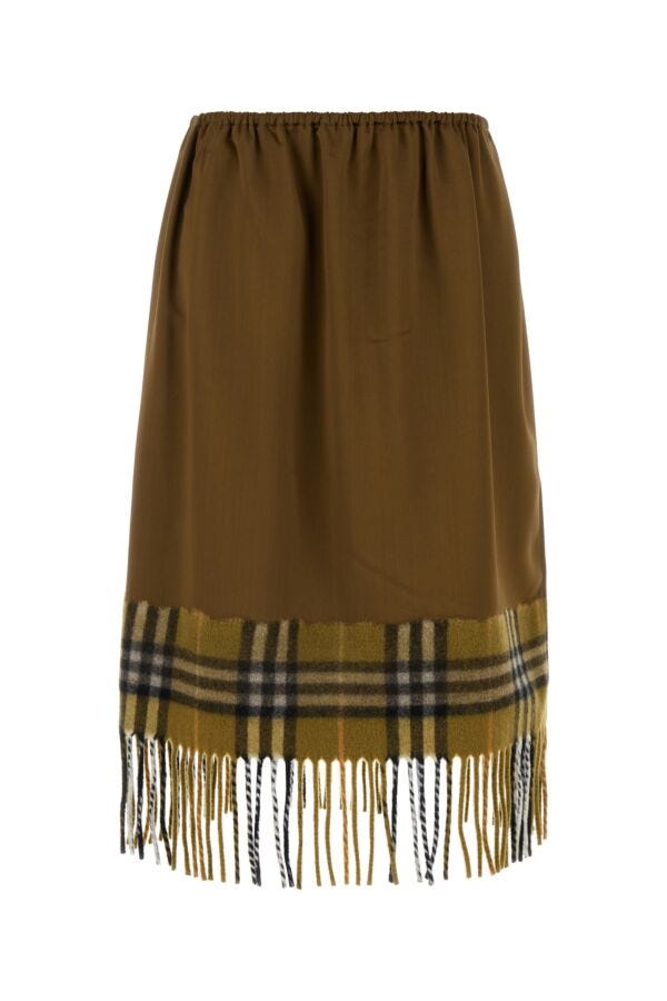 Burberry Women Biscuit Satin Skirt BURBERRY