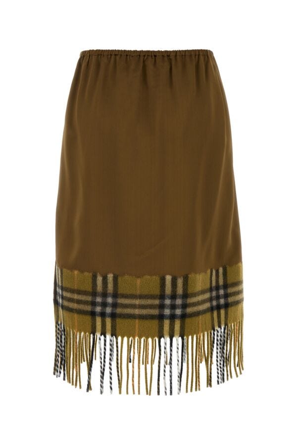 Burberry Women Biscuit Satin Skirt BURBERRY