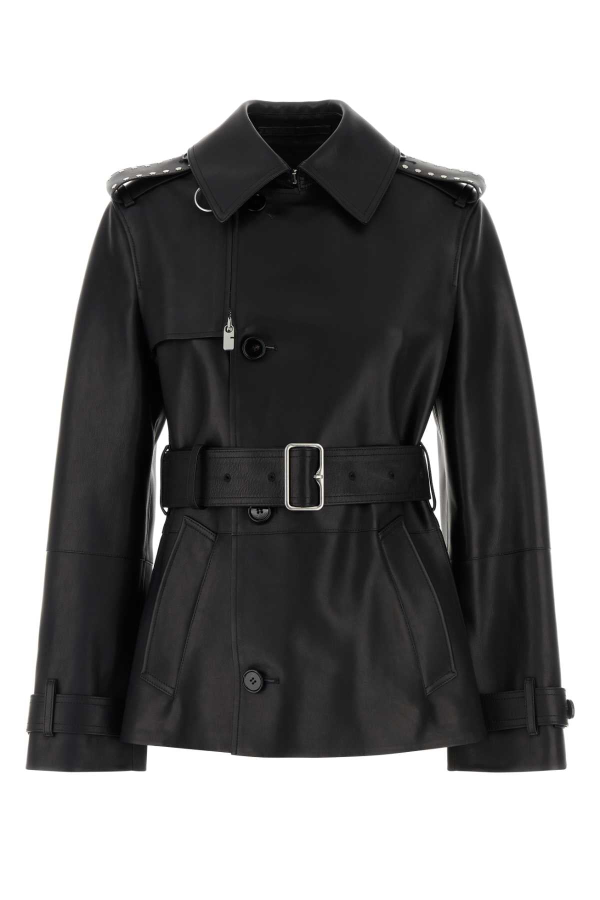 Burberry Women Black Leather Jacket BURBERRY