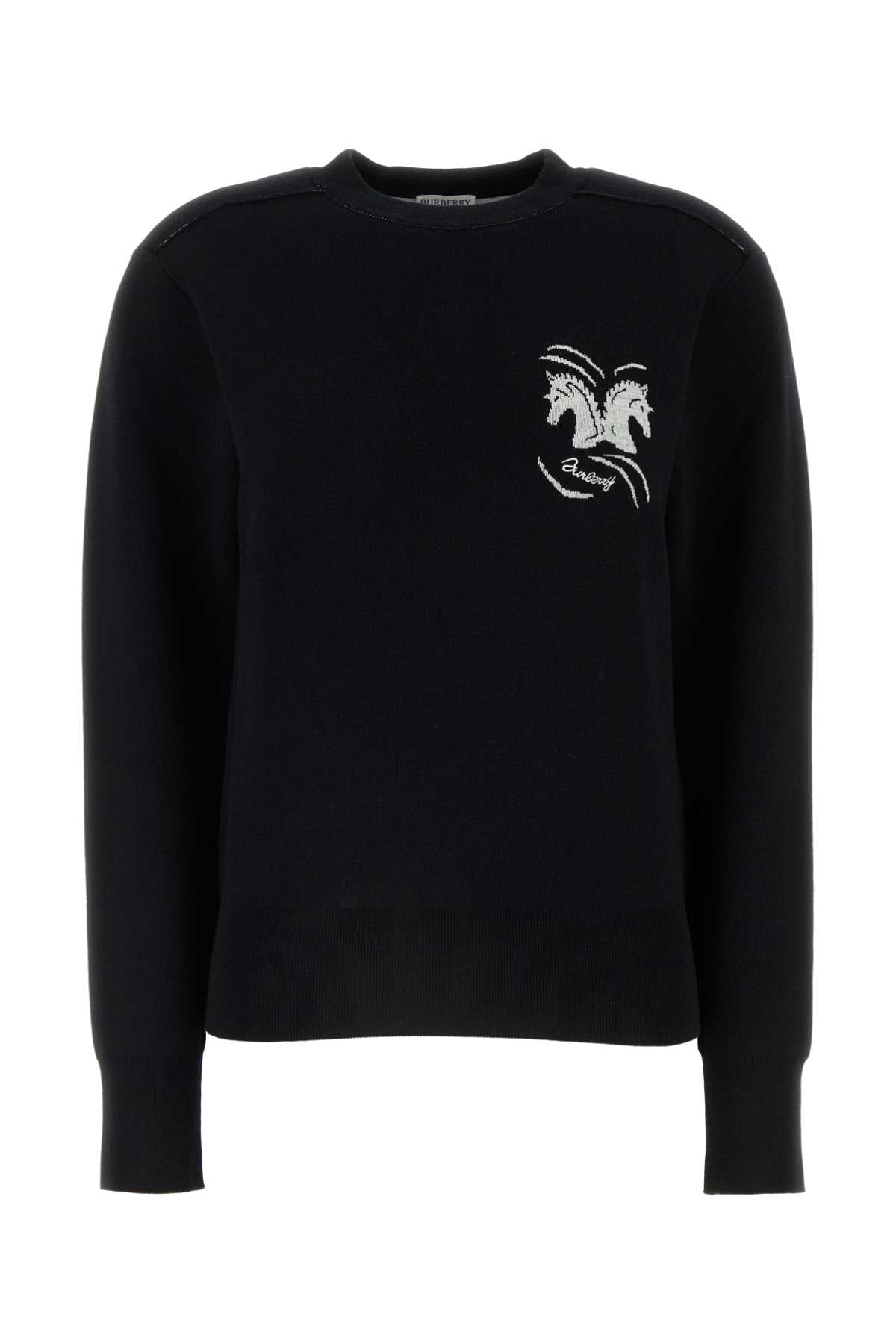 Burberry Women Black Stretch Wool Blend Sweater BURBERRY