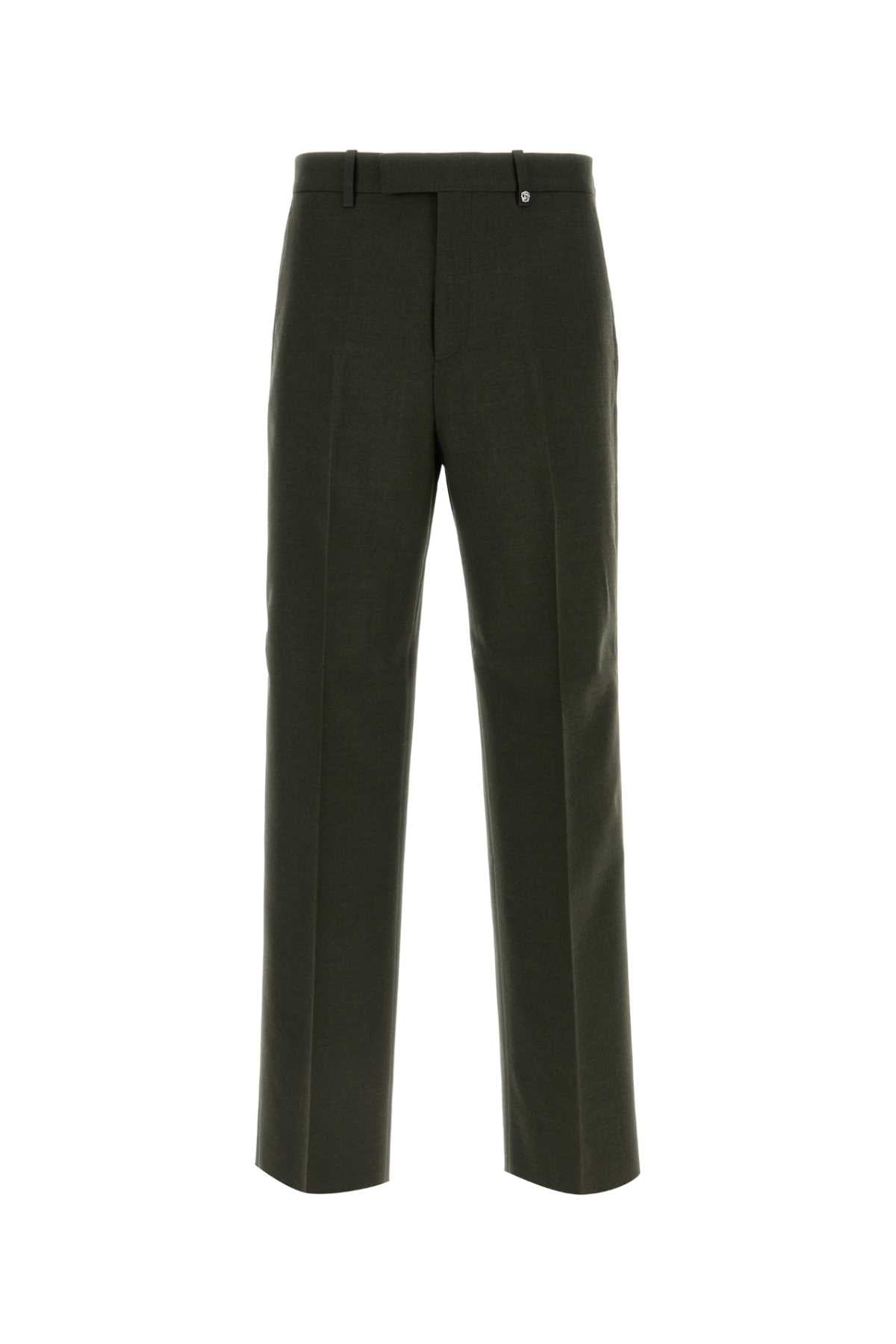 Burberry Men Bottle Green Wool Pant BURBERRY