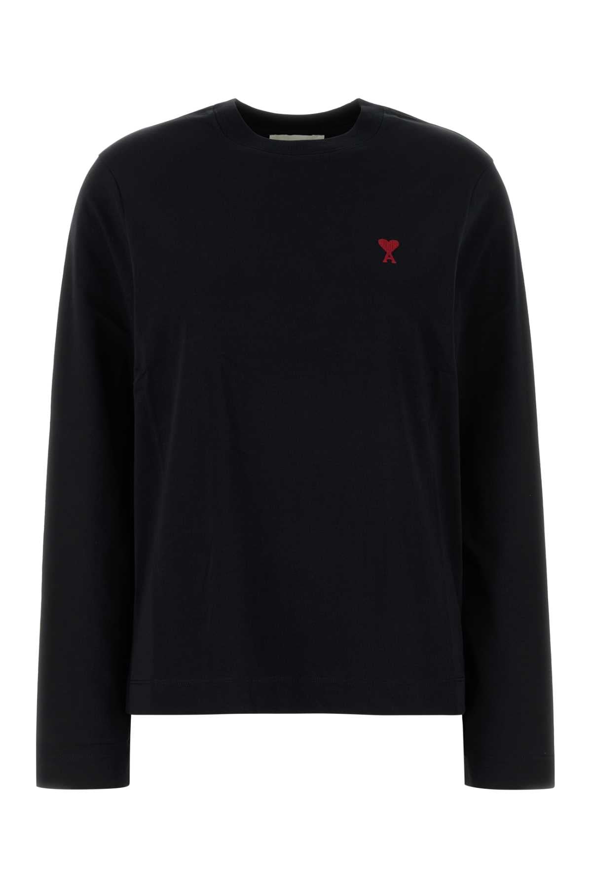 Ami Women Black Cotton T-Shirt AMI PARIS