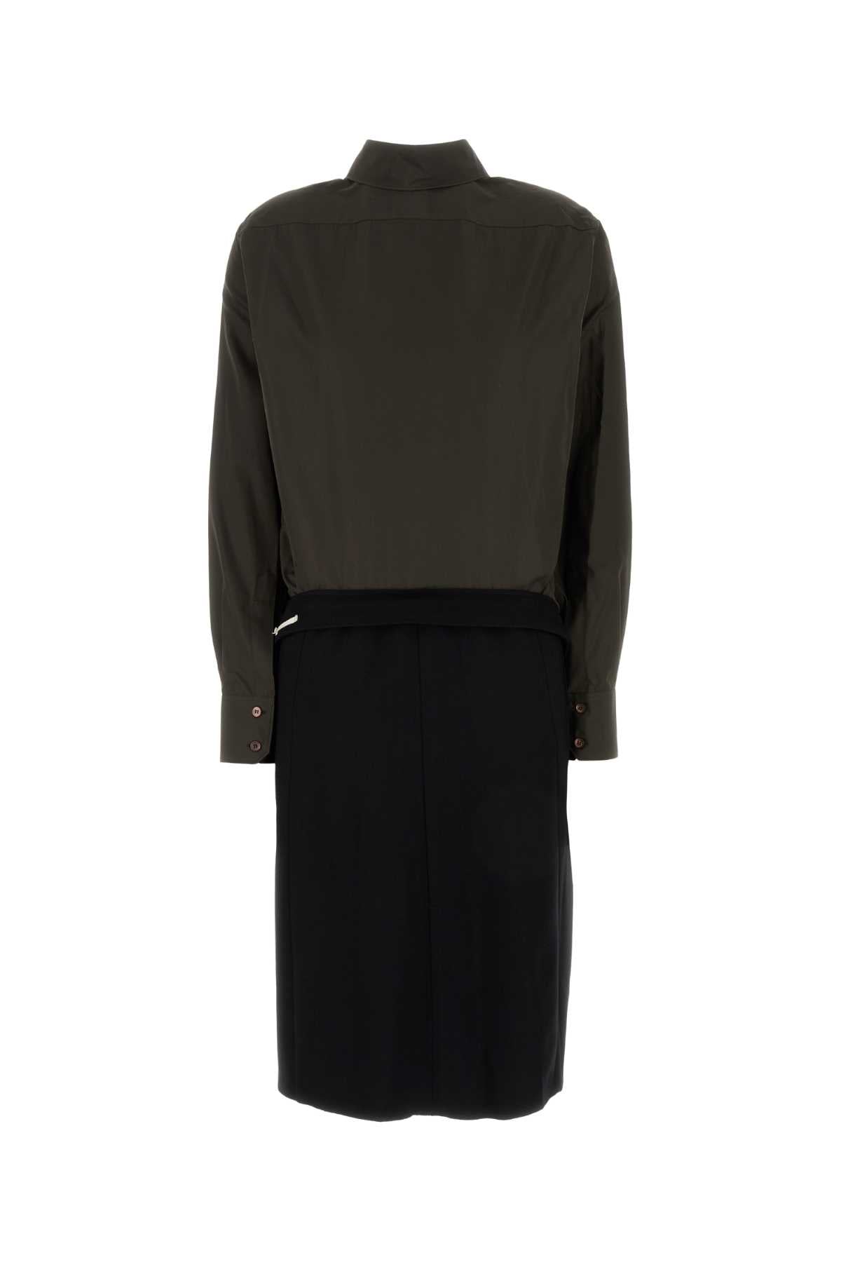 Maison Margiela Women Two-Tone Poplin And Wool Shirt Dress MAISON MARGIELA