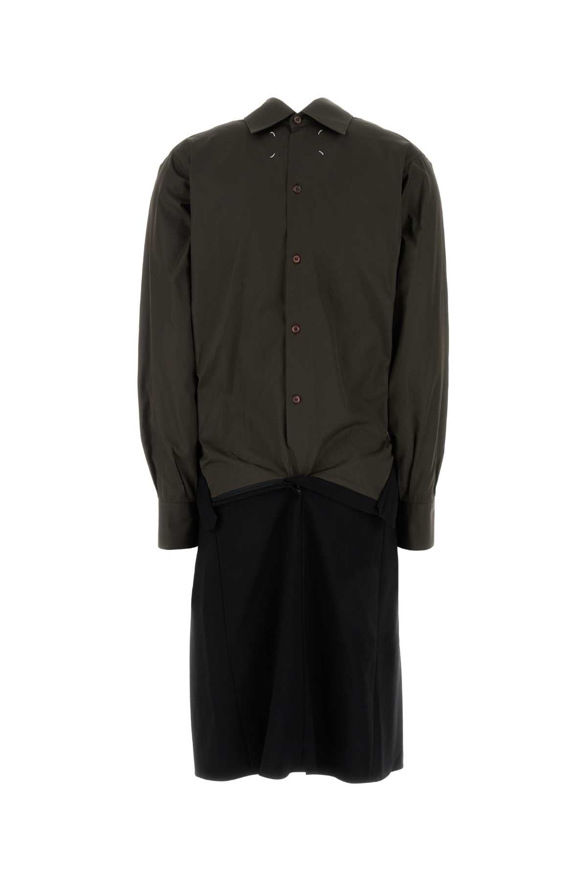 Maison Margiela Women Two-Tone Poplin And Wool Shirt Dress MAISON MARGIELA