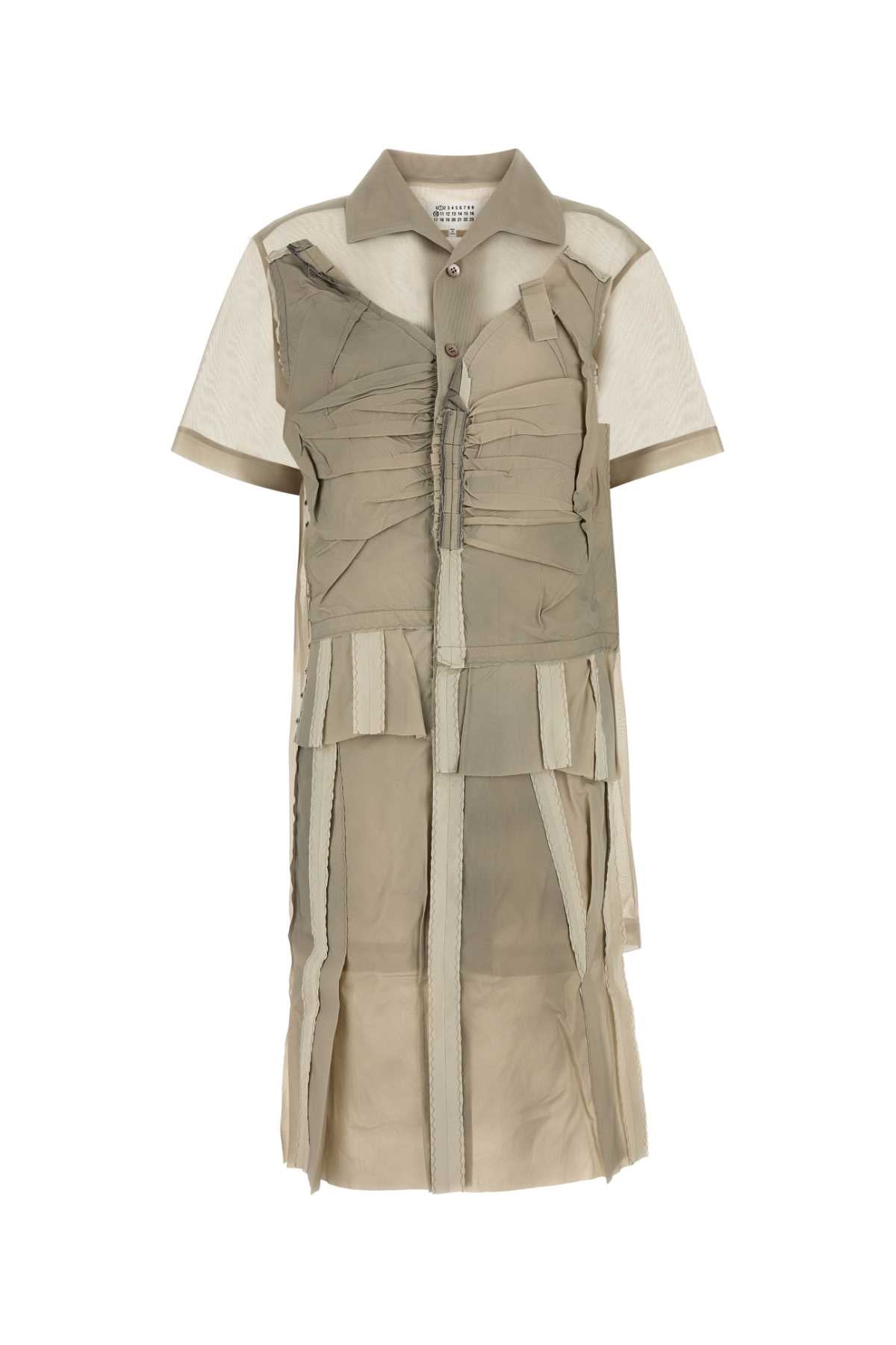 Maison Margiela Women Cappuccino Mesh Shirt Dress MAISON MARGIELA