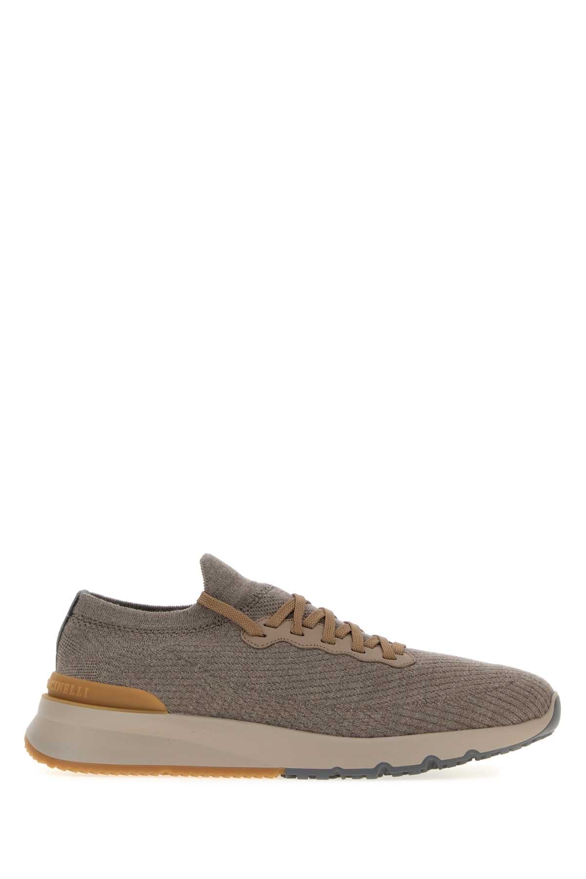 Brunello Cucinelli Men Dove Grey Fabric Sneakers BRUNELLO CUCINELLI