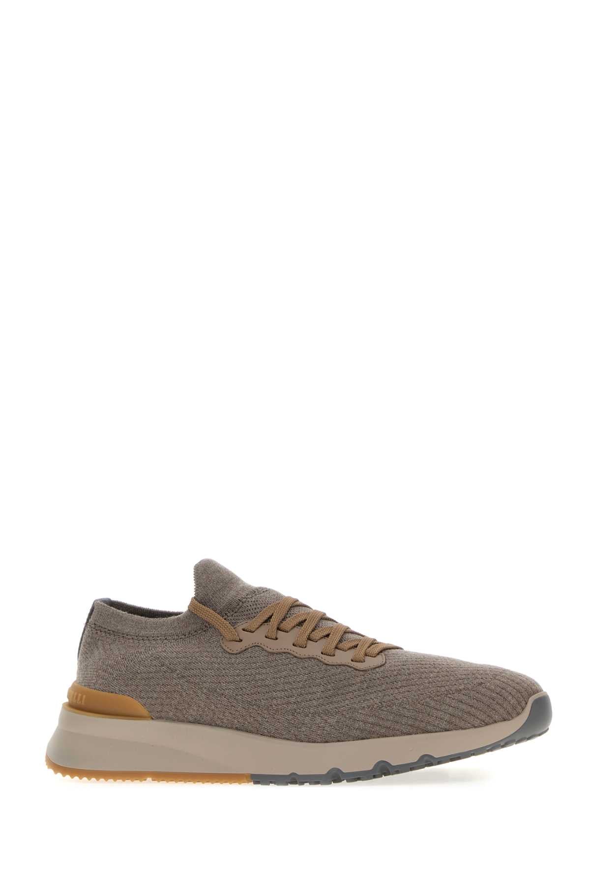Brunello Cucinelli Men Dove Grey Fabric Sneakers BRUNELLO CUCINELLI