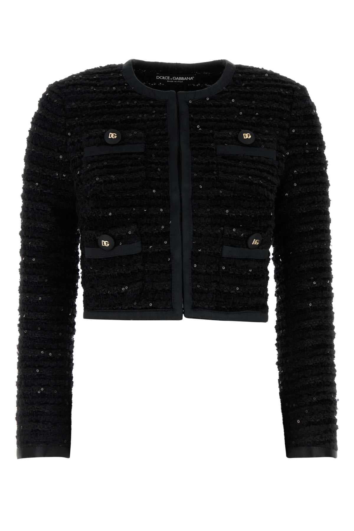 Dolce & Gabbana Women Black Tweed Blazer DOLCE & GABBANA