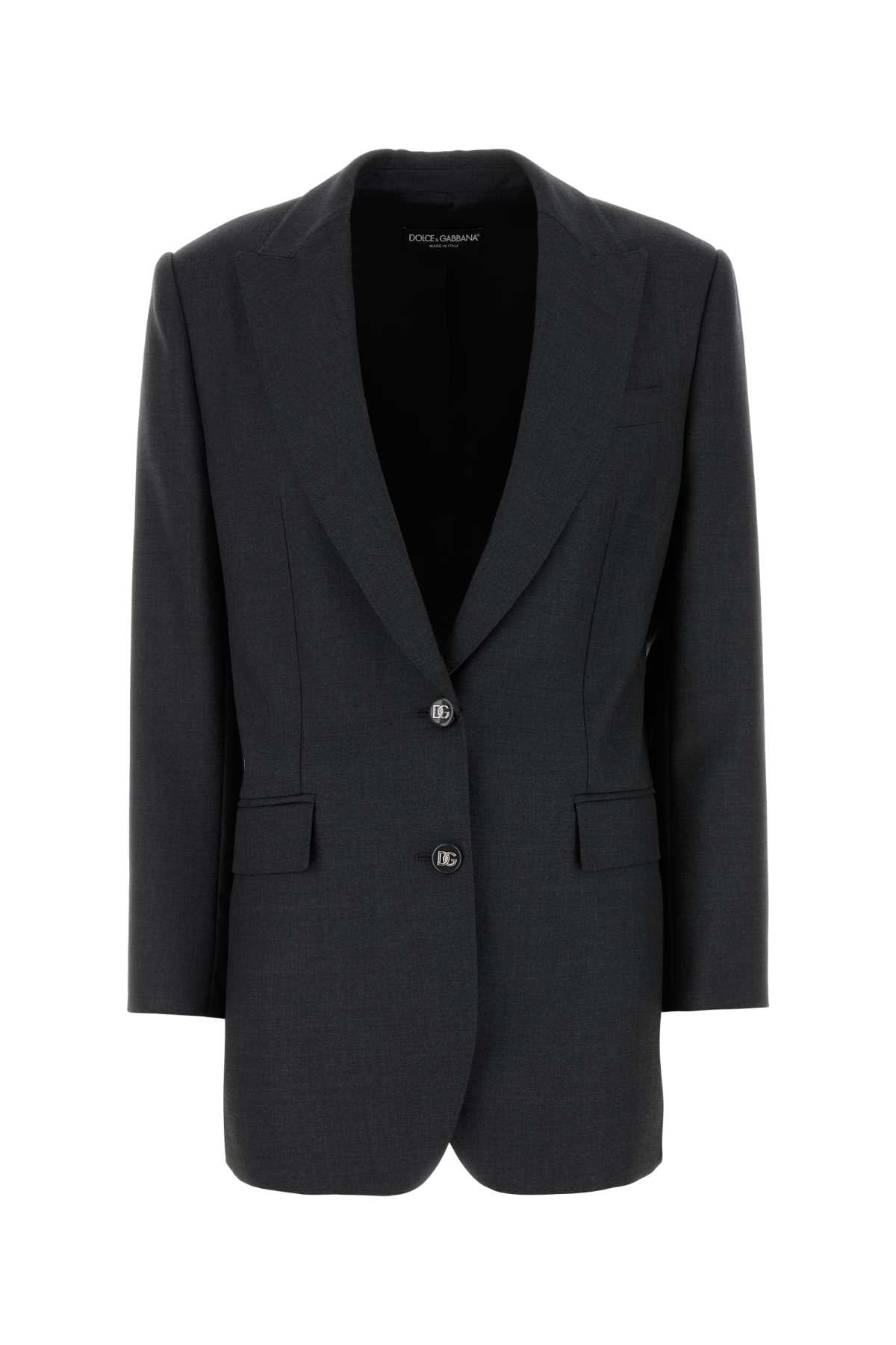 Dolce & Gabbana Women Graphite Wool Blazer DOLCE & GABBANA