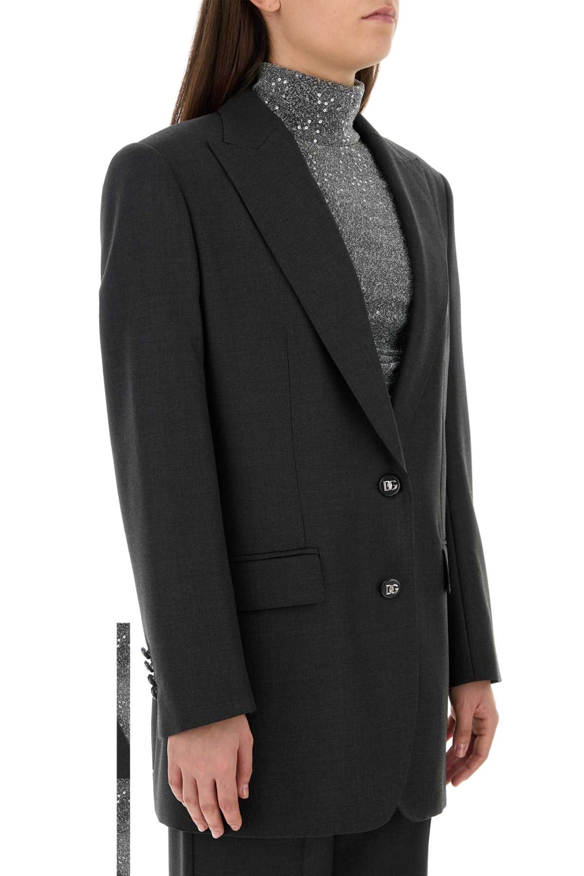 Dolce & Gabbana Women Graphite Wool Blazer DOLCE & GABBANA