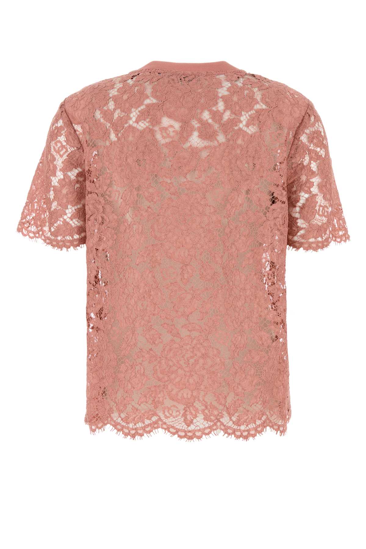 Dolce & Gabbana Women Pink Lace T-Shirt DOLCE & GABBANA