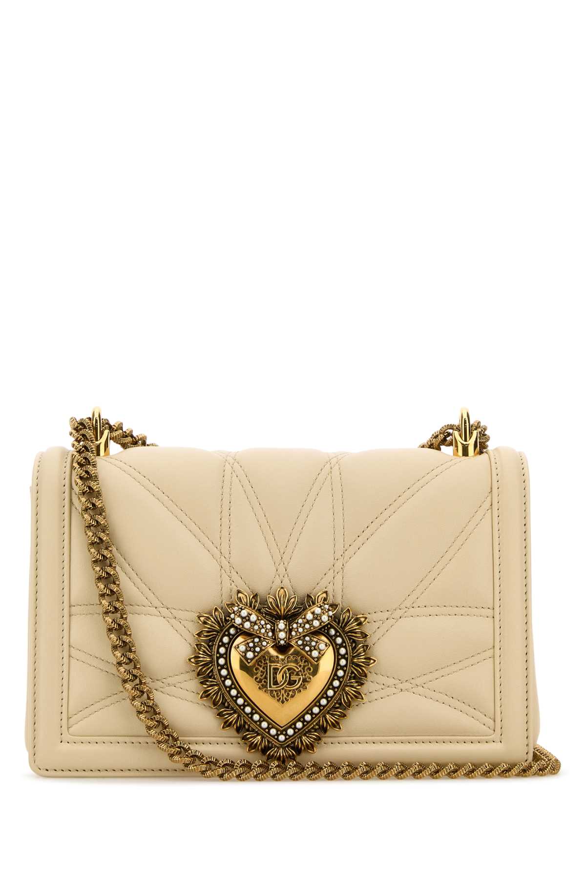 Dolce & Gabbana Women Ivory Nappa Leather Devotion Shoulder Bag DOLCE & GABBANA