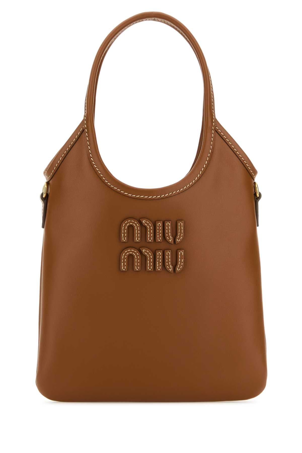 Miu Miu Women Caramel Leather Shopping Bag MIU MIU