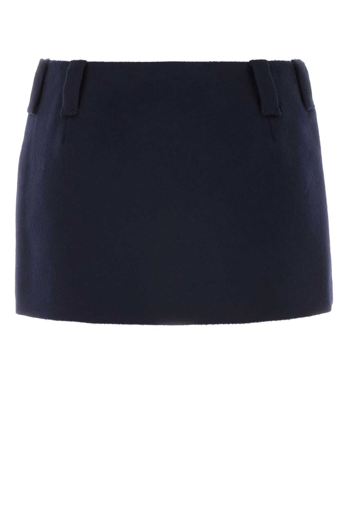 Miu Miu Women Midnight Blue Wool Blend Mini Skirt MIU MIU