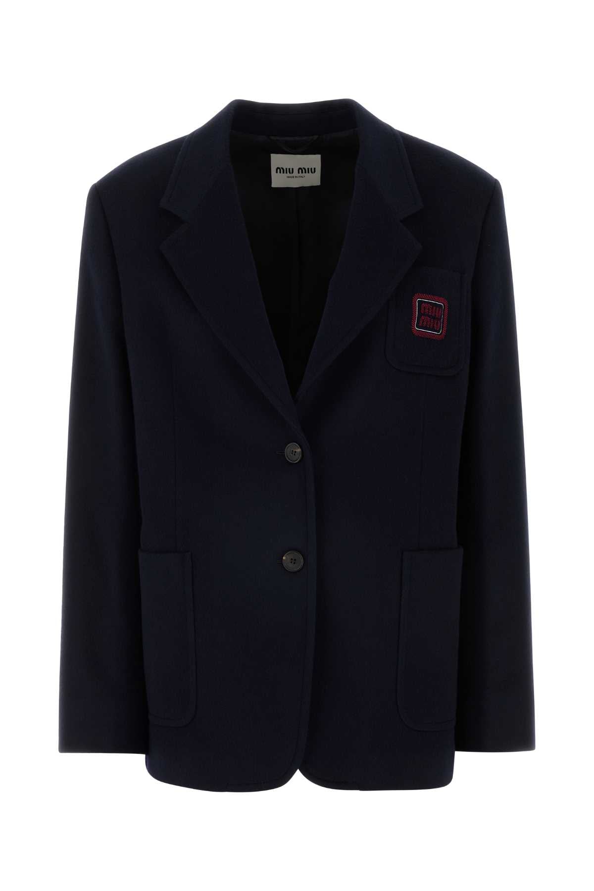 Miu Miu Women Midnight Blue Wool Blend Blazer MIU MIU