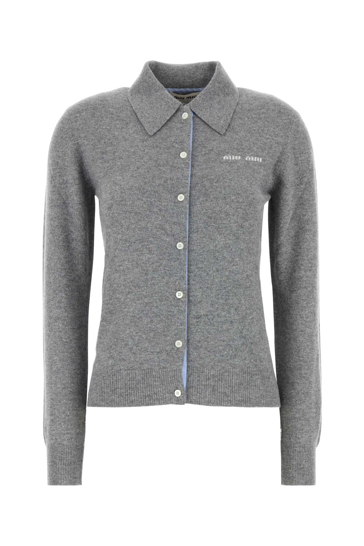 Miu Miu Women Grey Cashmere Cardigan MIU MIU