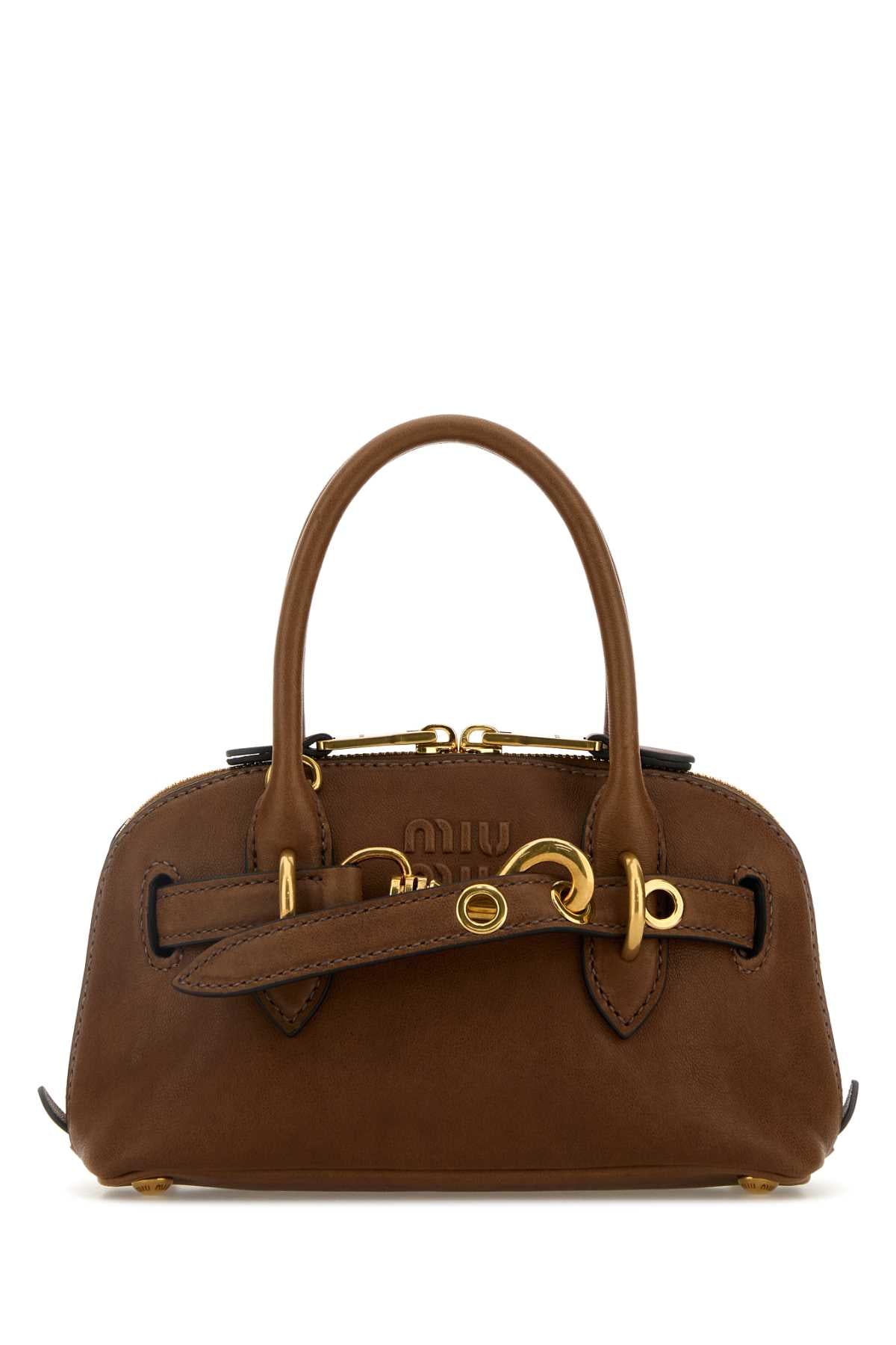 Miu Miu Women Caramel Leather Mini Aventure Handbag MIU MIU