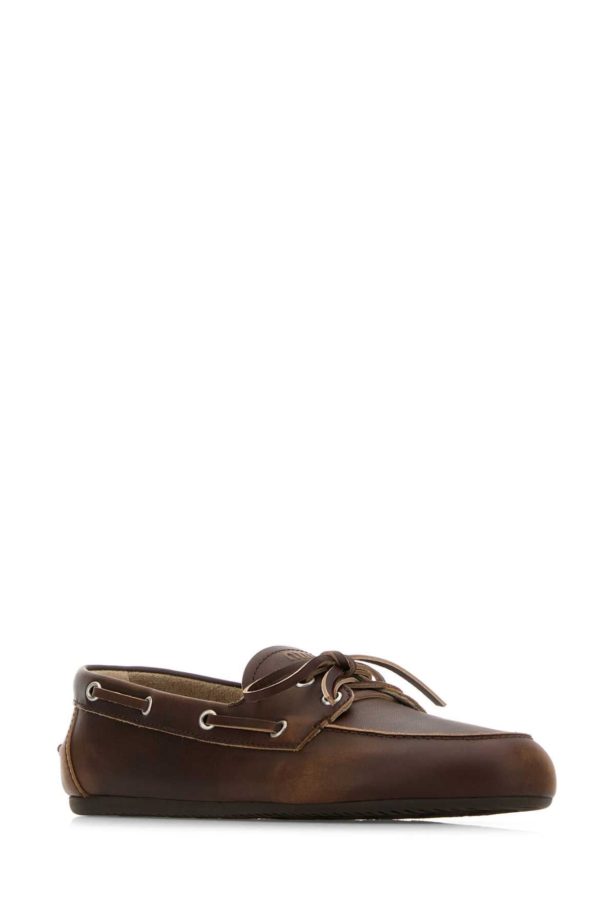 Miu Miu Women Brown Leather Loafers MIU MIU