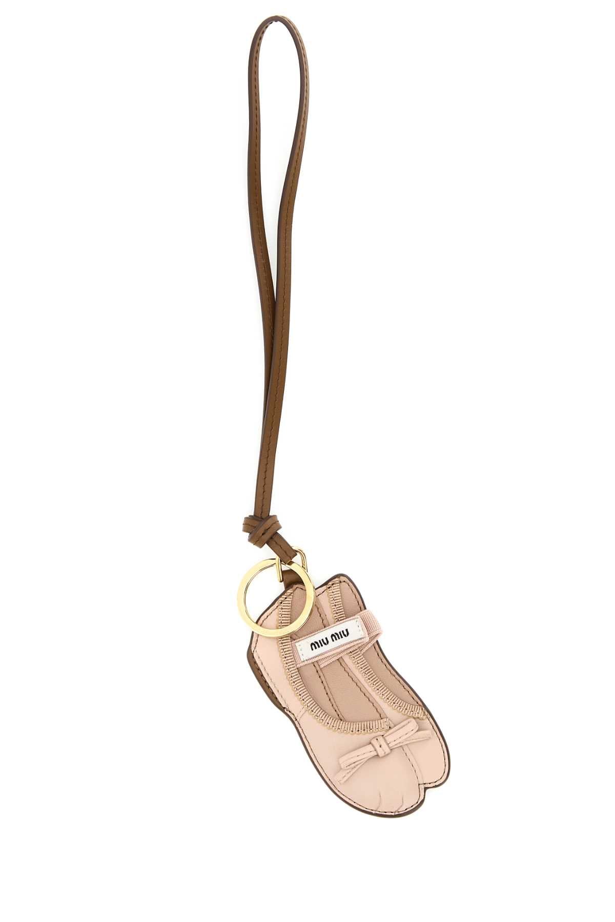 Miu Miu Women Pastel Pink Leather Keyring MIU MIU