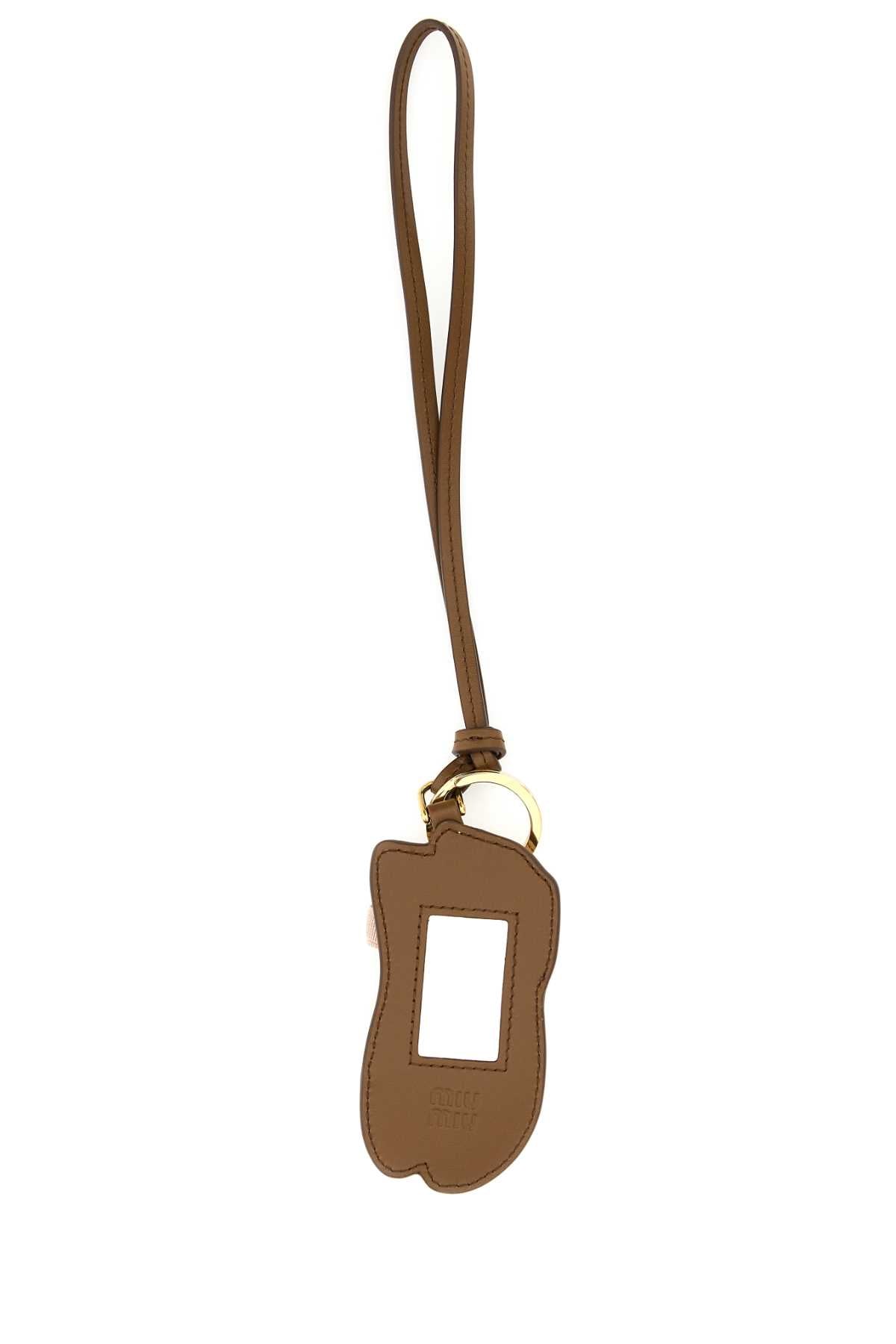 Miu Miu Women Pastel Pink Leather Keyring MIU MIU