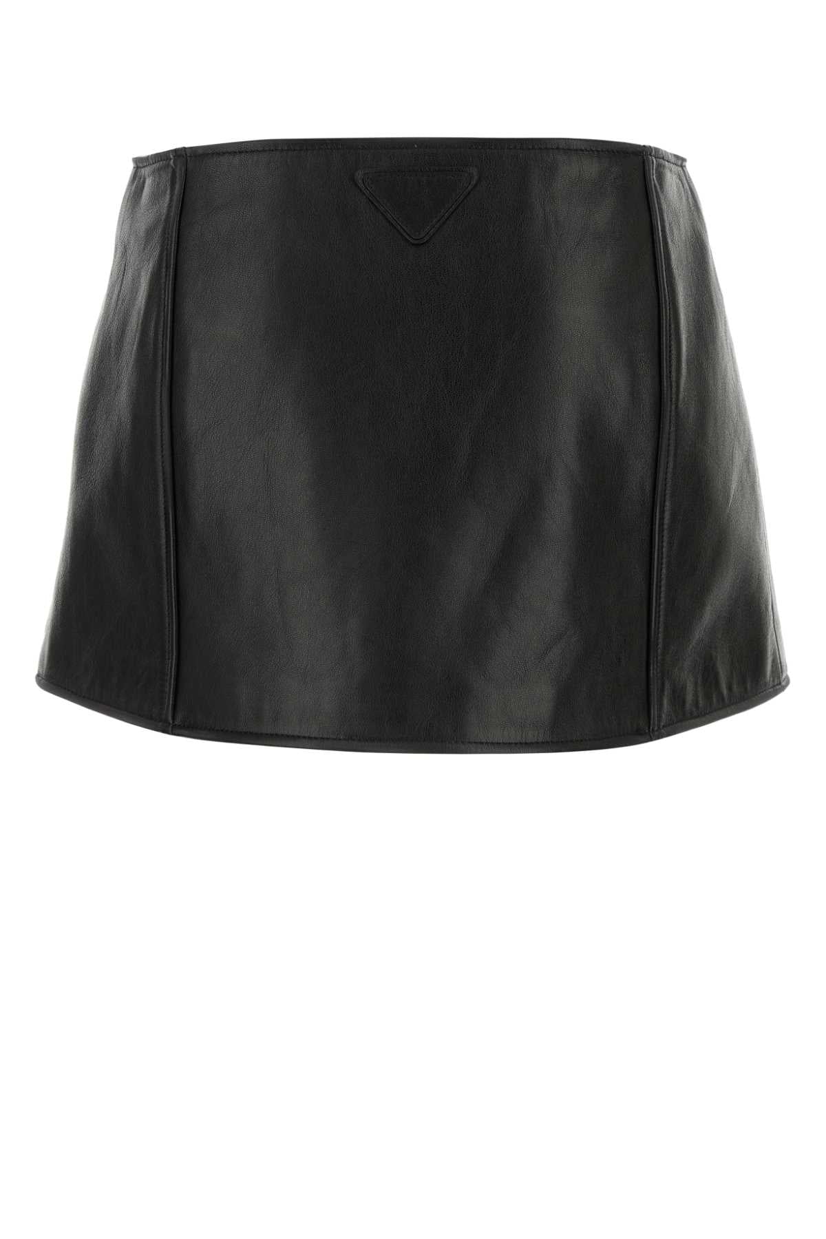 Prada Women Black Leather Mini Skirt PRADA