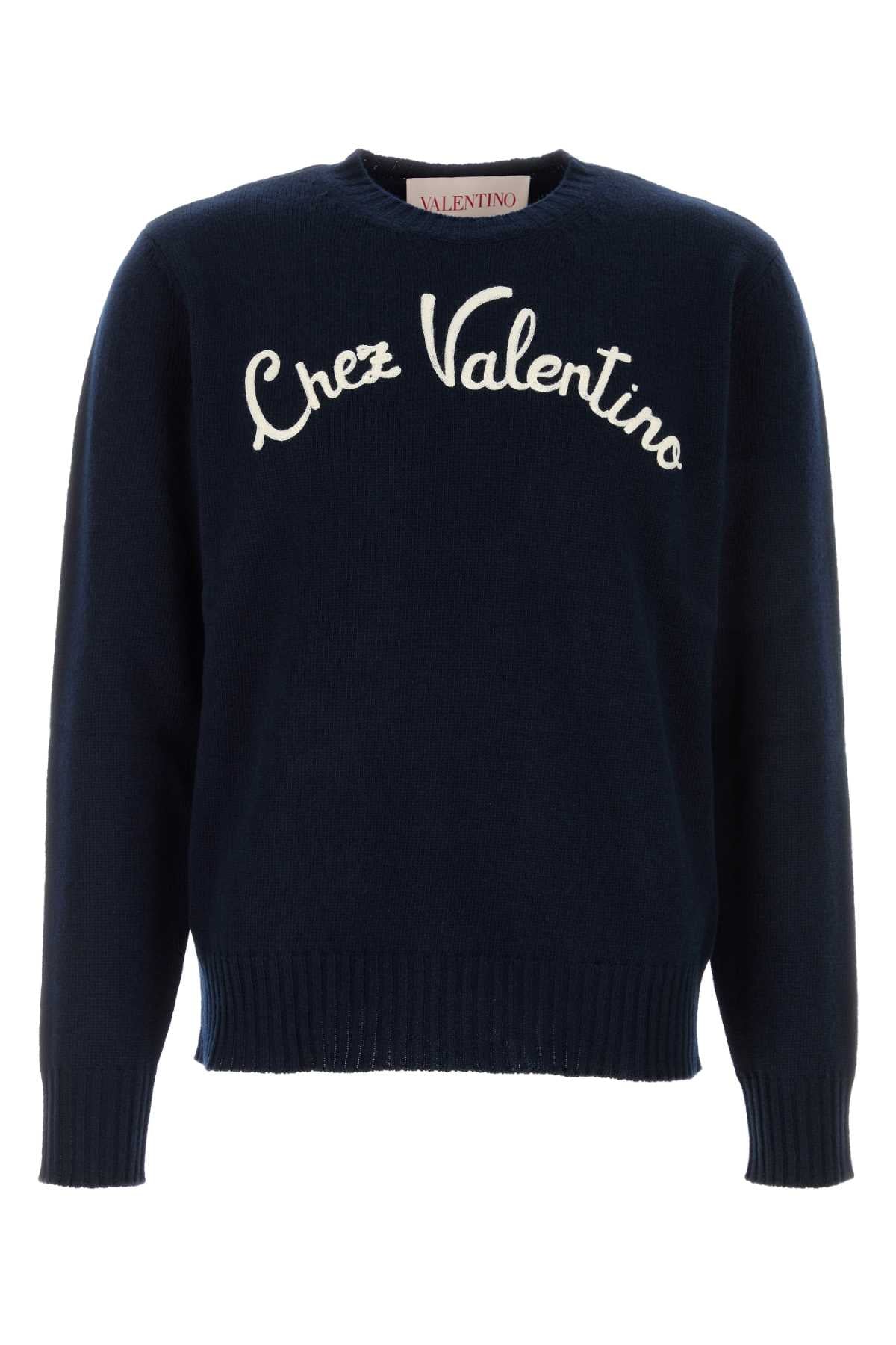 Valentino Garavani Men Navy Blue Wool Sweater VALENTINO GARAVANI