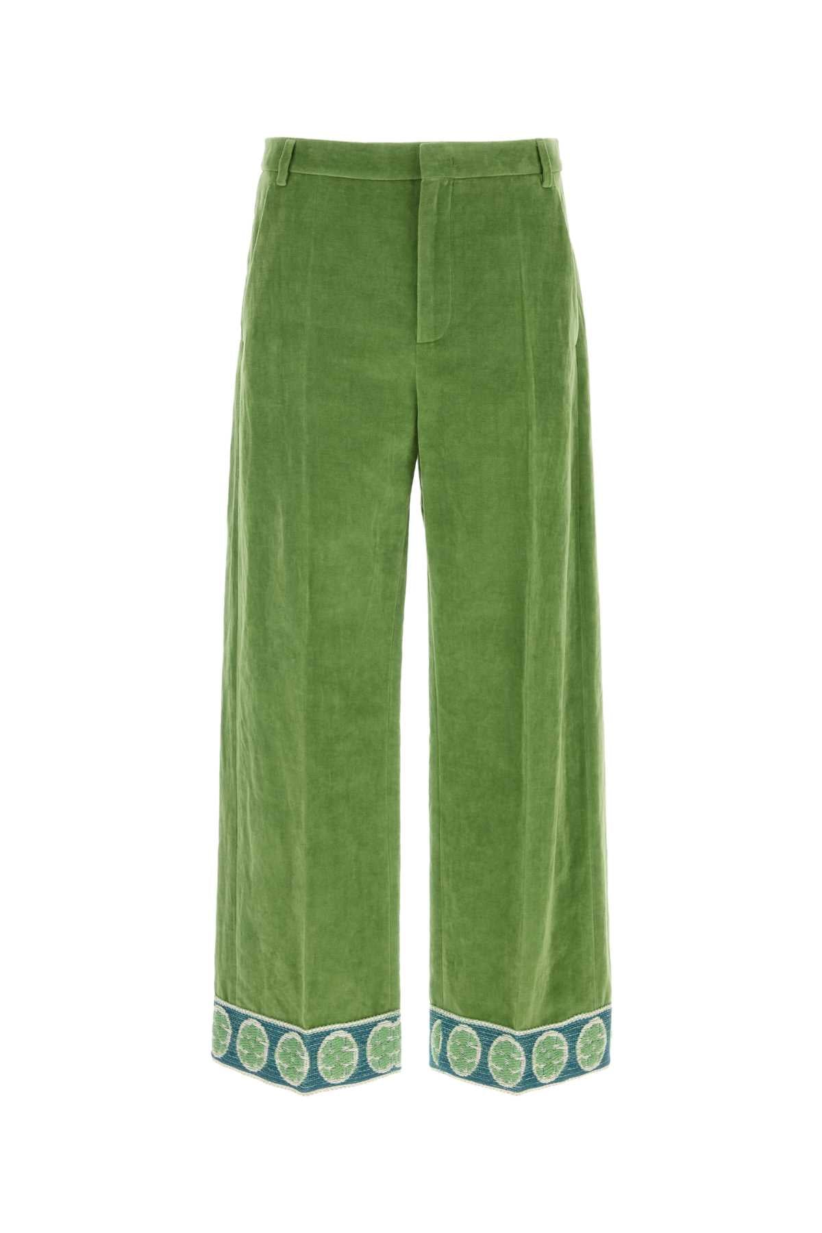 Valentino Garavani Men Green Velvet Pant VALENTINO GARAVANI