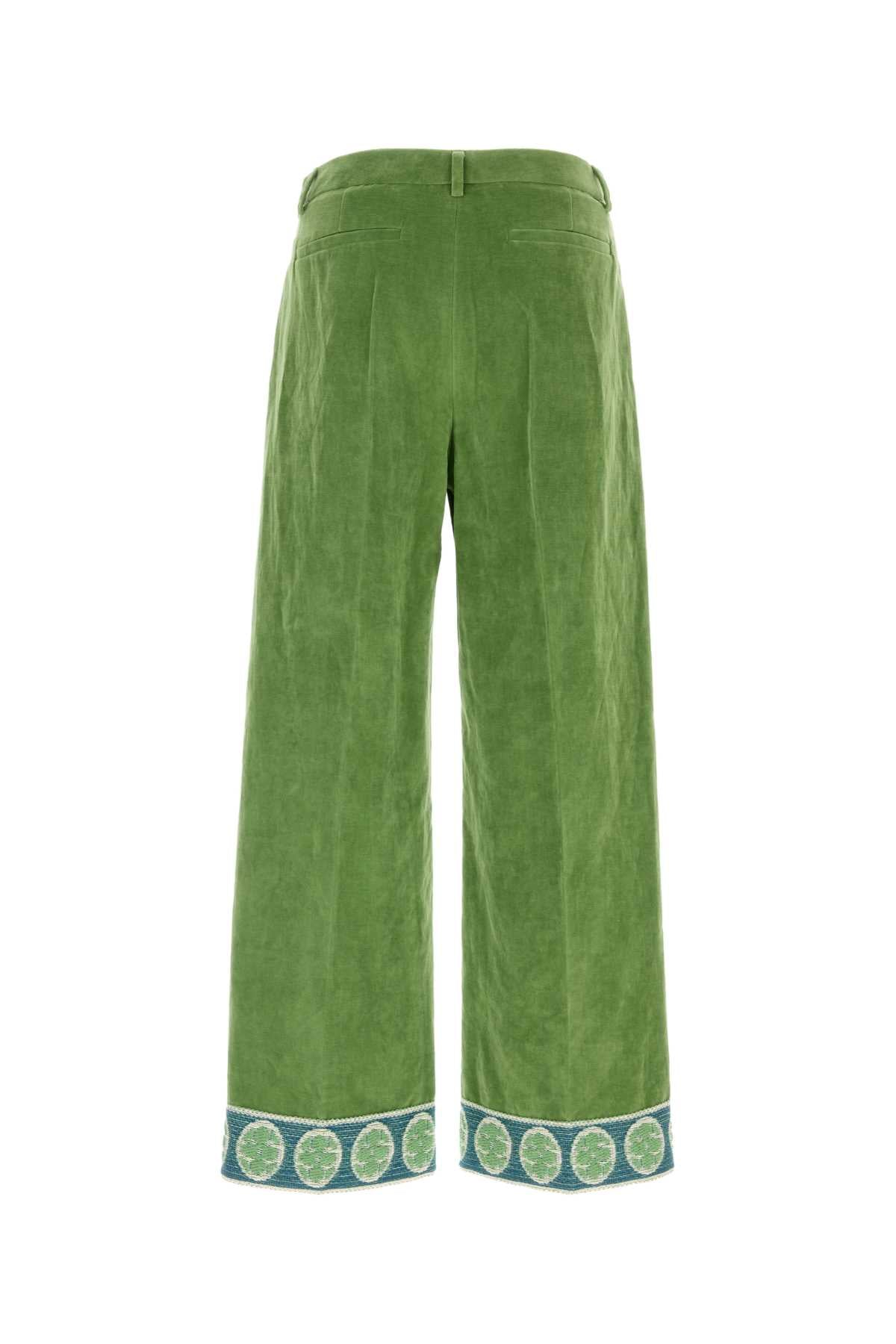 Valentino Garavani Men Green Velvet Pant VALENTINO GARAVANI